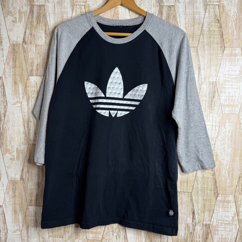 Adidas‎ Originals 72 Baseball T-Shirt M Black Grey Raglan